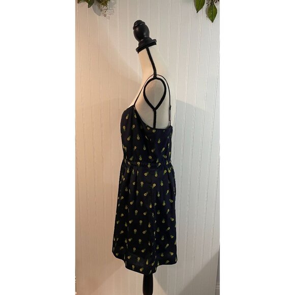 J.Crew Womens Pineapple Print Navy Dress Adjustable Straps Size 10 - Picture 16 of 16